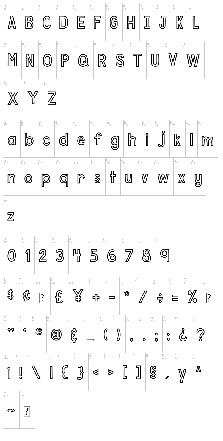 DJB Speak Out font map